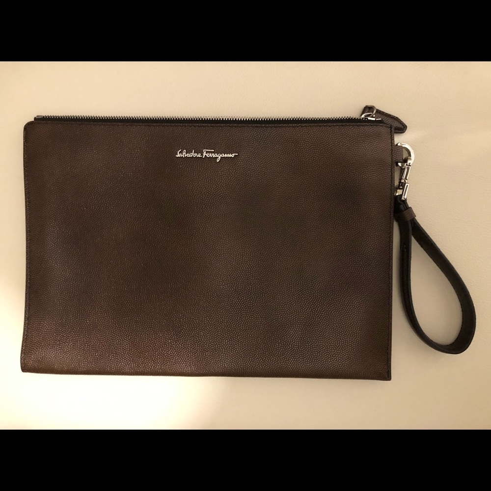 Large Farragamo Brown Clutch